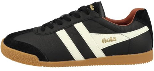 Gola Unisex Harrier Leather Sneaker, Black/White/Moody Orange, 49 EU