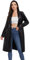 Fahsyee Damen Kunstleder Lederjacke Trenchcoat, Motorradjacken PU Moto Biker Jacke Enganliegend Schlanke Lange Jacke Schwarz Größe M