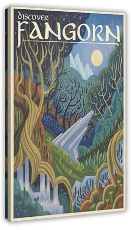 Jdekaec Treebeard Vintage-Reiseposter, Herr der Ringe, Filmposter, Leinwandposter, Schlafzimmer-Dekor, Sportlandschaft, Büro, Raumdekoration, Geschenk, Rahmen-Stil, 50 x 75 cm