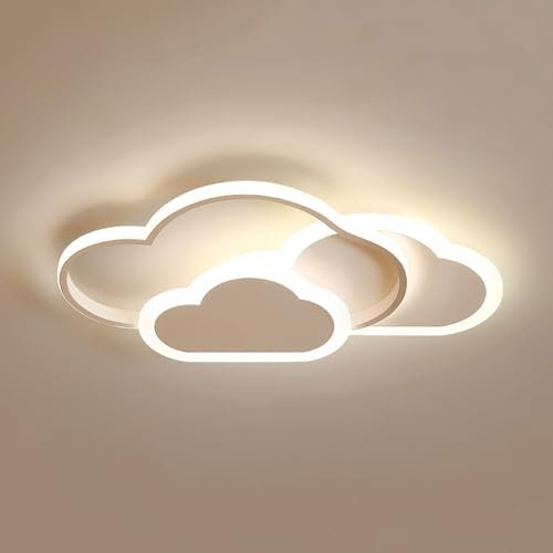 MEHOOSPVN LED Deckenleuchte Kinderzimmer Lampe Decke, 52CM Weiß Lampe Wohnzimmer Dimmbar Mit Fernbedienung 3000K-7500K, 42W Deckenleuchte Wolken für Wohnzimmer, Schlafzimmer, Kinderzimmer