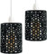 DC VOLTAGE 2 Pack of Pendant Light Shade Metal Drum Shaped Lampshade Industrial Easy fit Ceiling Indoor Wire cage Lampshade for Kitchen Living Room Corridor(Black)