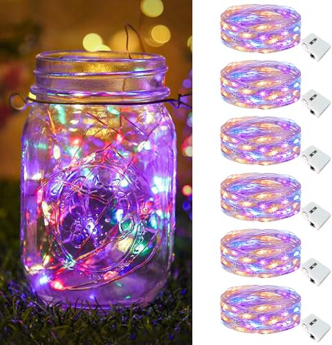 btfarm 6 Stück/3 Modi LED Lichterkette Batterie Klein, 2M 20LED Lichterkette mit Batterie, Mini Lichterketten Batteriebetrieben für Party, Weihnachten, DIY, Hochzeit, Innen Deko (Mehrfarbig)