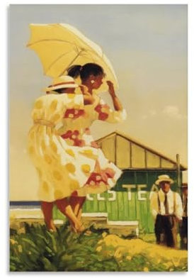Jack Vettriano Kunstdruck auf Leinwand, Motiv A Very Dangerous Beach, 20 x 30 cm, limitierte Auflage