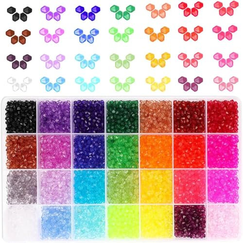 Qtuie 2800Pcs Abalorios para Hacer Pulseras 6mm Cuentas para Pulseras 28 Colores Bolitas de Cristal Facetado Cosas Bolas Accesorios para Hacer Pulseras Collares Pendientes Manualidad Adultos Niña