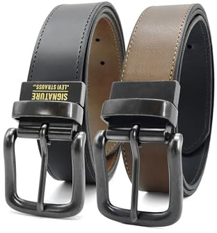 Levi Strauss Signature – Premium-Leder-Wendegürtel für Herren für Jeans, Arbeit, Kleid & Freizeithosen | Cinturon Para Hombre, Schwarz/Braun/Schwarze Schnalle, 36