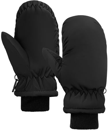 Becellen Gants Ski Enfant, Chaud Imperméable Moufles Ski Noir Thermiques Coupe-Vent Gants Hiver pour Fille Garcon Patinage Snowboard