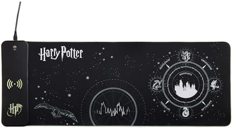 Harry Potter XL RGB Gaming Mat with 15W Wireless Charger | Customizable LED, Anti-Slip, Spill-Resistant