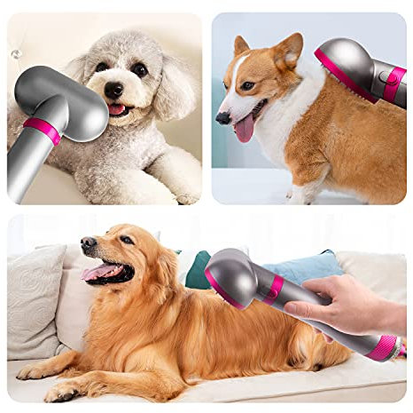 OBEST Secador de Pelo para Mascotas 2 en 1 con Cepillo,Secador de Pelo Portátil de Viaje para Perros con Temperatura Ajustable para Perros y Gatos Pequeños y Medianos