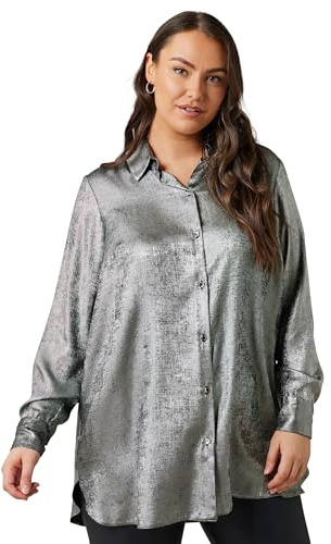 EVANS Curve Metallic Long Sleeve Shirt - Women's - Plus Size Curve