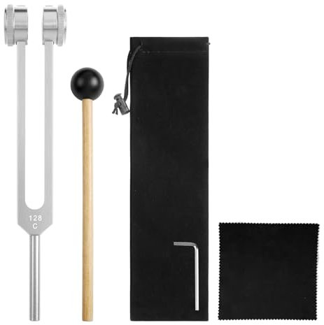 AOGOE 128HZ Stimmgabel Therapie, Stimmgabel Neurologie, Aluminiumlegierung Stimmgabel Angebot Genaue Frequenzgang mit einem Silikonhammer für die Therapie, Chakra-Therapie, Klangtherapie, Anti-Stress