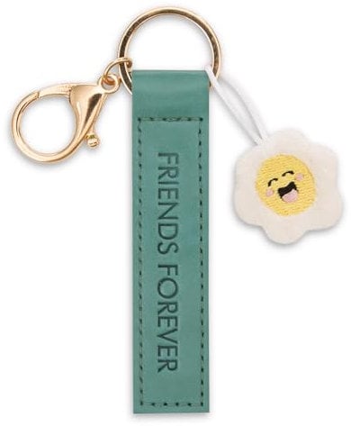 NICI Schlüsselanhänger Friends Forever Kunstlederband grün 10cm mit Blume