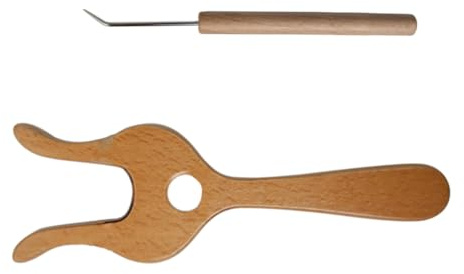 Avejjbaey Holzstrick Gabelschnur Herstellungsset Mit Nadel Mit Gebogener Spitze Holzschnur Flechtgabel Webwerkzeug Für Anfänger Handgefertigtes Handwerk