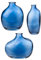 Moderne Glasvase Vase Kyoto Ultramarin Blau (3er Set) H:10-15 cm - Deko Vase, Designer Vase, ausgefallene Blumenvase, Tischdekoration, Geburtstage, Hochzeiten