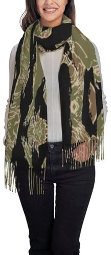 NBRIEU Warme Decke für Damen, Tigerstreifen, Camouflage-Muster, große Schals, Schwarz, Einheitsgröße, Schwarz , One size