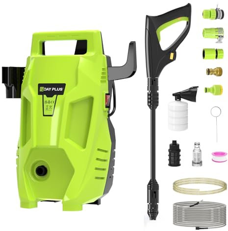 1100W High Pressure Washer - 110 Bar Electric Power Washer with 3-in-1 Nozzle, Foam Bottle & 5m Hose - Lightweight, Portable Snow Foam Pressure Washer for Cars, Patio, Driveway, Garden & Home Cleaning