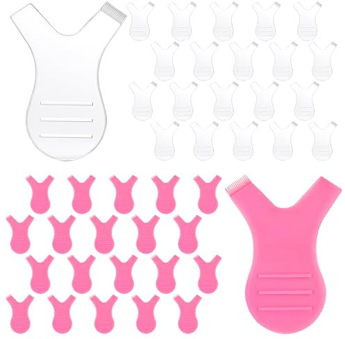 Lot de 40 peignes à cils en forme de Y en silicone pour extension de cils - Outil de maquillage (rose, transparent)
