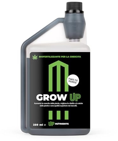 UP NUTRIENTS Bio Fertilizante GROW UP Crecimiento de Plantas y Cultivos 250 ml - Abono Estimulador 100% Orgánico - Más Vitalidad y Salud en Cultivos - Más Calidad Cosechas - Plantas Más Vigorosas
