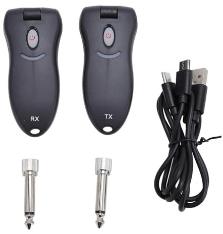 Wireless Guitar System, Plug & Play Rechargeable 2.4GHz Transceiver for Electric Guitar Bass, 100ft Range