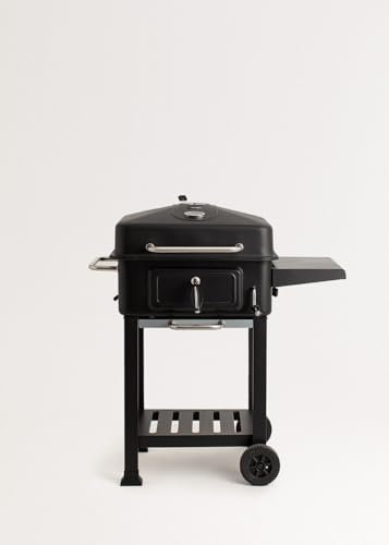 CREATE/BBQ SMOKEY PRO/Barbecue affumicatore a carbone/Con regolatore di braci, tavolino pieghevole, griglia superiore, facile da pulire