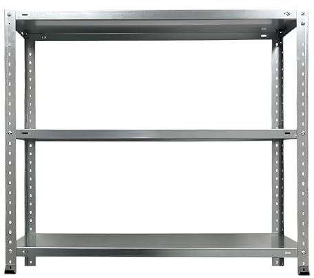 LEOMAR Metallregal mit 3 Fachböden, Schwerlastregal für Garage, Werkstatt & Lager, 300 kg Tragkraft, Lagerregal aus Stahl, Garagenregal für Werkzeuge & Kleinteile, Standregal 1000 x 940 x 400 mm