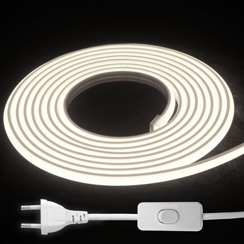 STHomedeco Ruban LED Exterieur 220V - Flex Découpable IP65 Étanche Bande LED Pour DIY Chambre, Cuisine, Exterieur Maison Décoration (4000K, 2M)