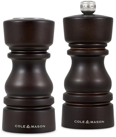 Cole & Mason Juego de Regalo London con Salero y Molinillo de Pimienta, 130 mm / 5, Madera Color Chocolate, Mecanismo de Molienda de Cerámica Afilada