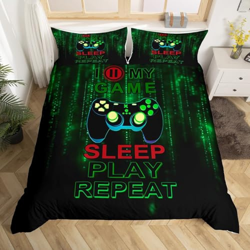 Homemissing Gamer Bettwäsche Jungen 155x220cm Gaming Spiel Controller Betten für Kinder Jugendliche Bettbezug Moderne Videospiele Gedruckt Neuheit Weich Bettwäsche-Set mit 1 Kissenbezug