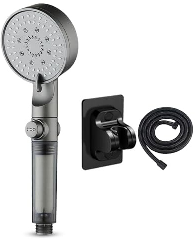 Soffione doccia manuale – dispositivo regolabile ad alta pressione per bagno – 5 modalità di spruzzo – soffione doccia rimovibile per spa – massaggio pioggia – semplice kit di tubi per il bagno