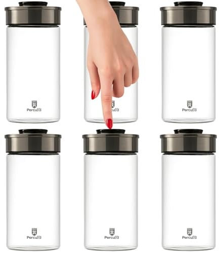 Lot de 6 bocaux sous vide 1950 ml hermétiques avec couvercle en acier inoxydable
