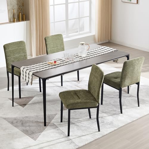 YUUIJOAA Küchenstühle 4er Set, Esszimmerstühle,Dining Chair mit hoch Rückenlehne,verschleißfestem sattem Veloursstoff gefertigt,bis136 kg belastbar,für Wohnzimmer Küche Esszimmer(Grün)