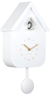 Karlsson Wanduhr Solo Color Cuckoo - Weiß - 6x21,5x41cm | Quadrat - Modern - Kunststoff - Wanduhr Modern Wohnzimmer - Wanduhren - Kuckucksuhr