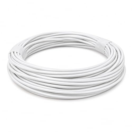 Dun-Bri 1.0mm² Single Core Thin Wall Automotive Cable, White, 10m, Stranded Copper PVC Wire for 12V/24V Vehicle Wiring