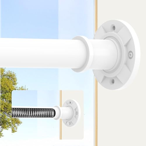 White Shower Curtain Pole 78-223 cm, Extendable Tension Rod 28mm | Heavy Duty No Drill Tension Curtain Rod, Shower Curtain Rail, Adjustable Metal Pole, Bathroom Door Window, Bracket Included