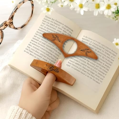 Personalisierter Buchseitenhalter, Daumenlesezeichen Aus Holz Mit Individueller Gravur, Leseaccessoire, Geschenk Für Buchliebhaber/Ehemann/Ehefrau/Paar