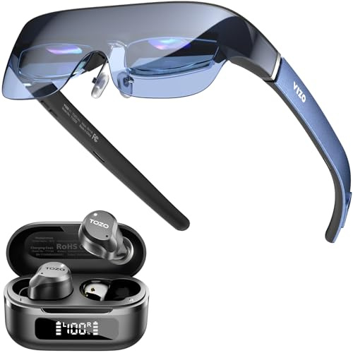TOZO NC9 Hybrid Active Noise Cancelling Earbuds for Travel Work Calls V1 AR Glasses with 1800-Nit Ultra-Bright Display