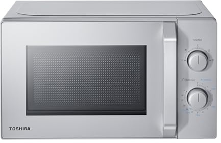 Toshiba Solo-Mikrowelle 20L MW2-MM20PE(SL), Freistehende Mikrowelle, 700W, 5 Leistungsstufen mit praktischer Auftaufunktion, LED-Beleuchtung im Innenraum, Silber