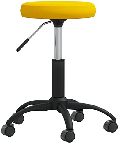 Mhdvray Bürostuhl Drehbar Senfgelb Samt Höhenverstellbar 31 cm Ø 42-54 cm Höhe PC Stuhl mit Rollen Modernes Design für Home Office Wohnzimmer Gaming Arbeitsplatz