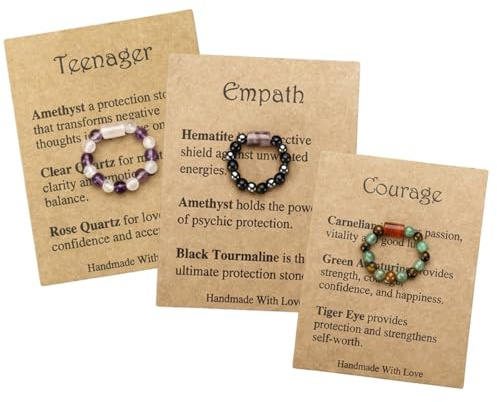 ZISHAN 3 Pcs Mood Ring for Women, Crystal Rings, Jewelry Lucky Gift for Office Home Birthday, Elastic Rings in White Purple Green Amber Black Silver