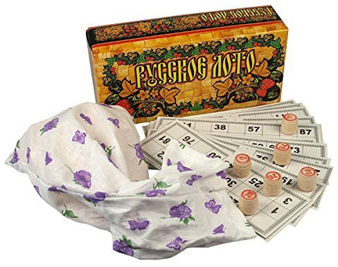 rukauf Russian Loto/Lotto Game Set with Wooden Shapes Bingo Bingo Family Game