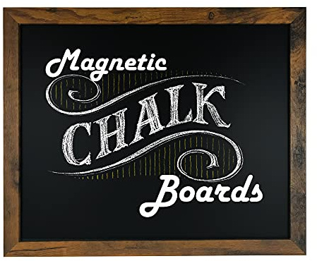 Loddie Doddie Magnetic Chalkboard for Kitchen & Wall Decor - 18 x 22 Rustic Frame - Hanging Magnetic Blackboard - Chalk Board | Magnetic Bulletin Board, Pins Photos & Notes, Mounting Hardware Included, Magnetic Board for Wall