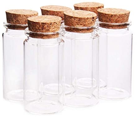 Danmu Art 6 pcs 100ml 47 mm x 90mm Glass Jars with Cork Stoppers Mini Glass Bottles Spice Jars Glass Storage Preserving Jars