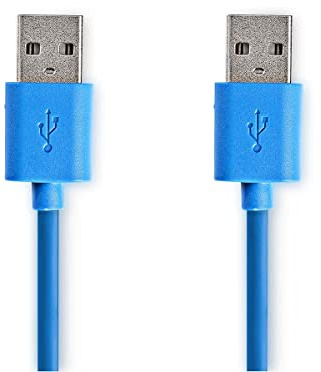 USB-Kabel - USB 3.2 Gen 1 - USB-A Stecker - USB-A Stecker - 5 Gbps - Vernickelt - 2.00 m - Rund - PVC - Blau - Umschlag