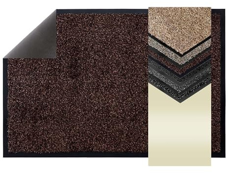 Primaflor Schmutzfangmatte Flexi | 40 x 60 cm | Braun/Beige/Schwarz | Saugfähige Baumwollmatte mit rutschhemmendem Vinyl-Rücken für Eingang, Flur und Türbereich