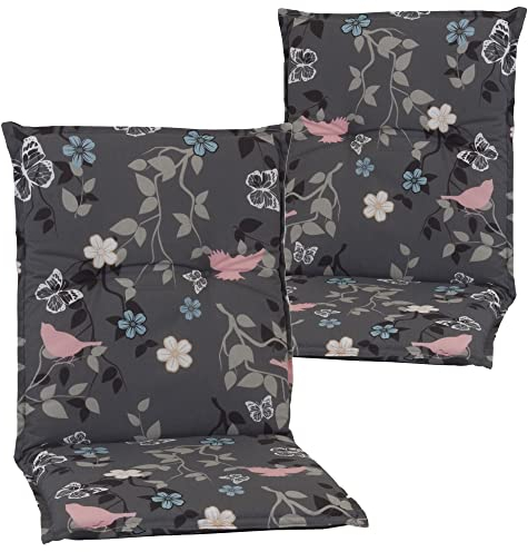 NYVI Gartenstuhl Auflagen Niedriglehner 2er Set Barcelona - UV-Beständig, Atmungsaktiv, Strapazierfähig - Niedriglehnerauflagen Outdoor - Sitzauflagen für Gartenstühle 100x50cm Vintage Flower