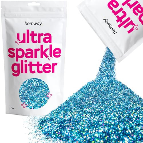 Hemway Ultra Sparkle Glitter - Ocean Blue Holographic | Fine Metallic Flakes for Resin & Epoxy Crafts | Supplies for Tumblers, Festival, Hair, Face, Body, Eye & Nail Art Decoration | 100 g