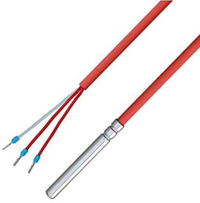 iOVEO 036HS01302 - PT100 3-Leiter Temperaturfühler/Kabelfühler/Solarfühler/Temperatursensor mit Silikon-Leitung bis 200°C, 2 Meter