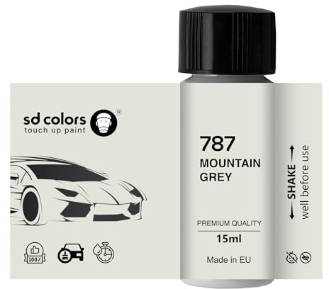 SD COLORS Mountain Grey 787 - Pintura de retoque (15 ML, para reparación de arañazos, código de color 787, color gris