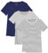 Sosolism 3er Pack Stillen Tshirt Kurzarm Stillshirt Sommer Rundhals Brusternährung Oberteil Freizeit Stilltop Postpartale Damen Marineblau, Hellgrau, Gestreift, Klein
