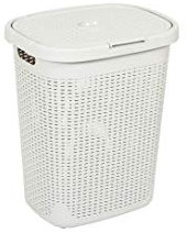 Addis Faux Rattan 50 Litre Family Laundry Clothes Washing Hamper Bin with Lid, Mineral Light, Minerial Grey, Single