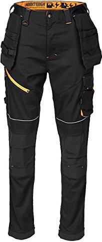 Worktough Men's Holster Trouser Work Utility Pants, Black, 28